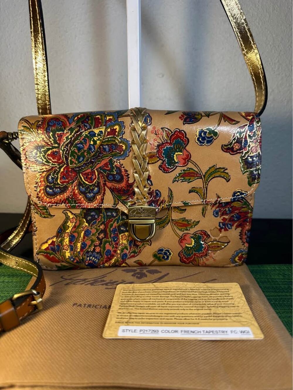 Patricia Nash French Tapestry Leather Crossbody Organizer Bag
